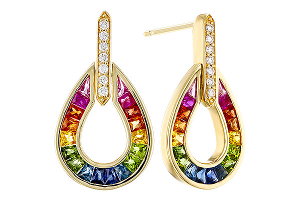 D320-11848: EARRINGS 1.18 MULTI-COLOR SAPP 1.25 TGW